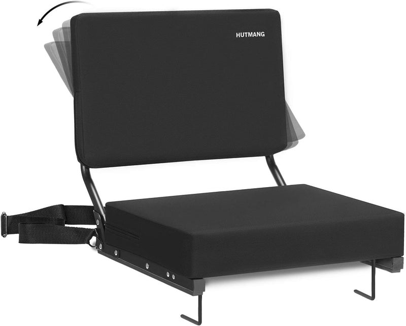 HUTMANG Chair - Stadium Seat with Back Support, Padded Foam Backs, 330LBS Weight Support, Portable, Foldable, Black - Image 1